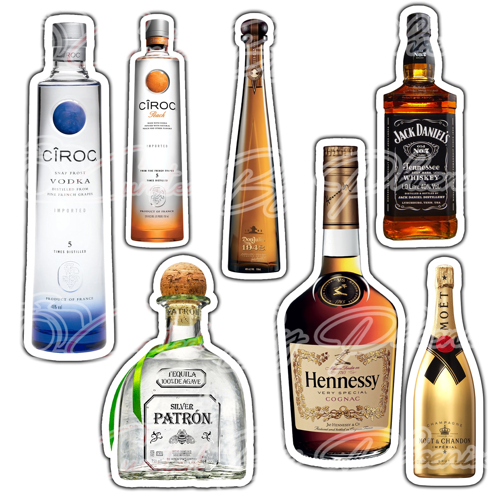 Curated by Phoenix Unique Liquor Bottle Props for Memorable