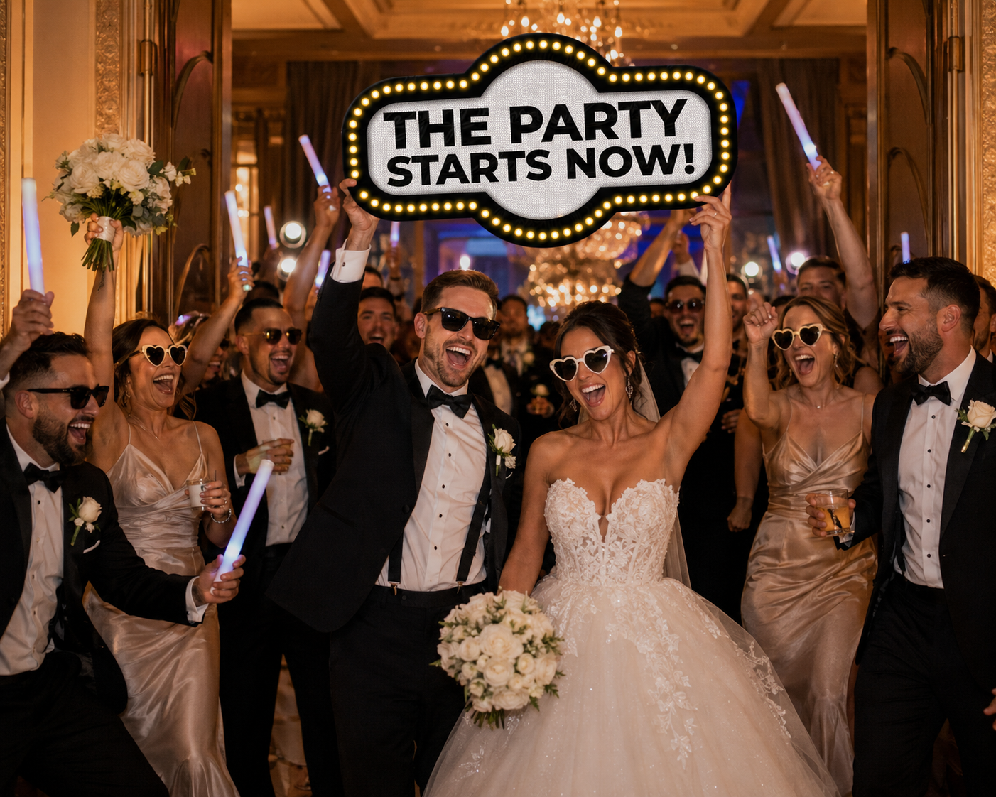The Party Starts Now Wedding Marquee Sign