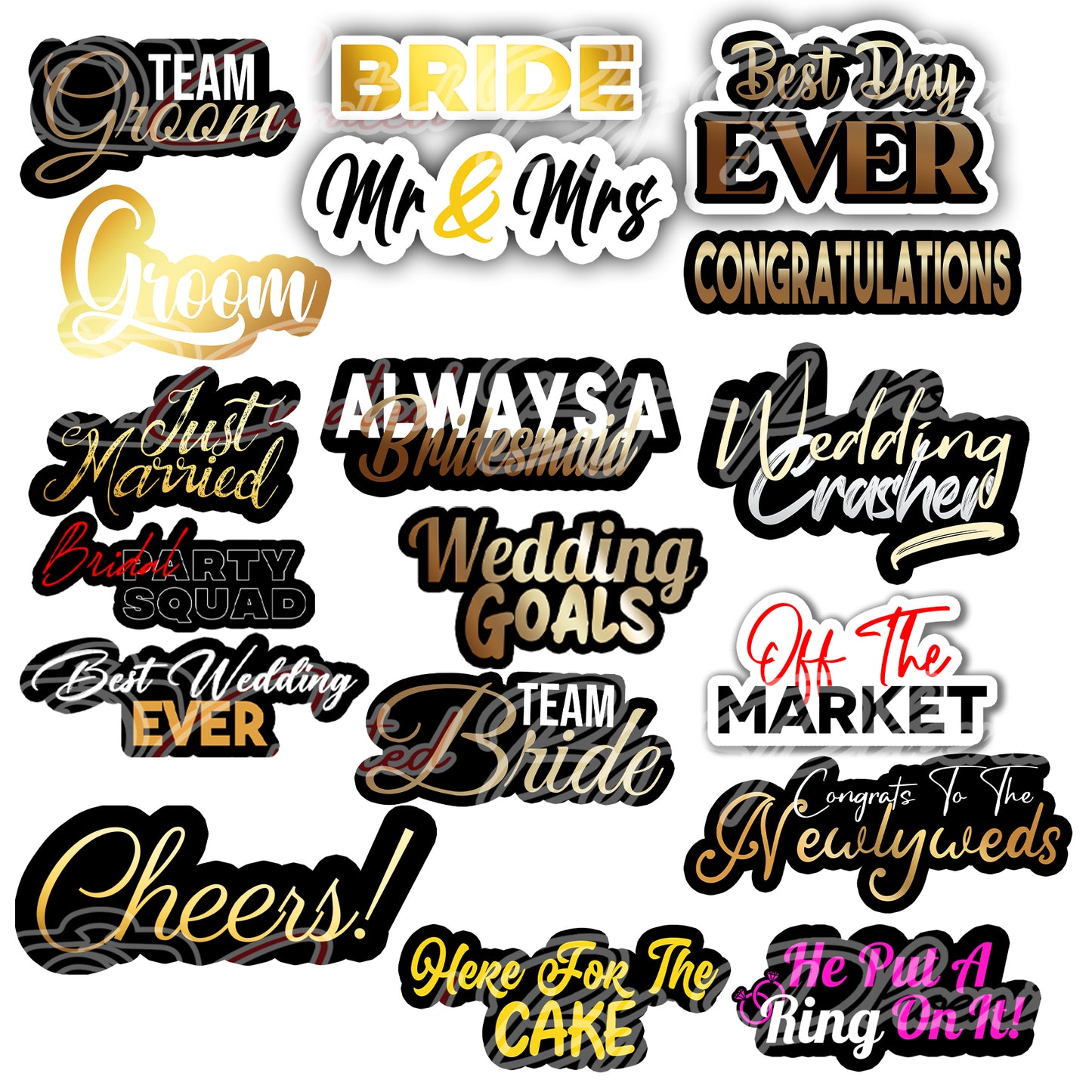 wedding photo booth props- wedding props-photo booth props-custom wedding props- custom prop signs-props -Curated by Phoenix