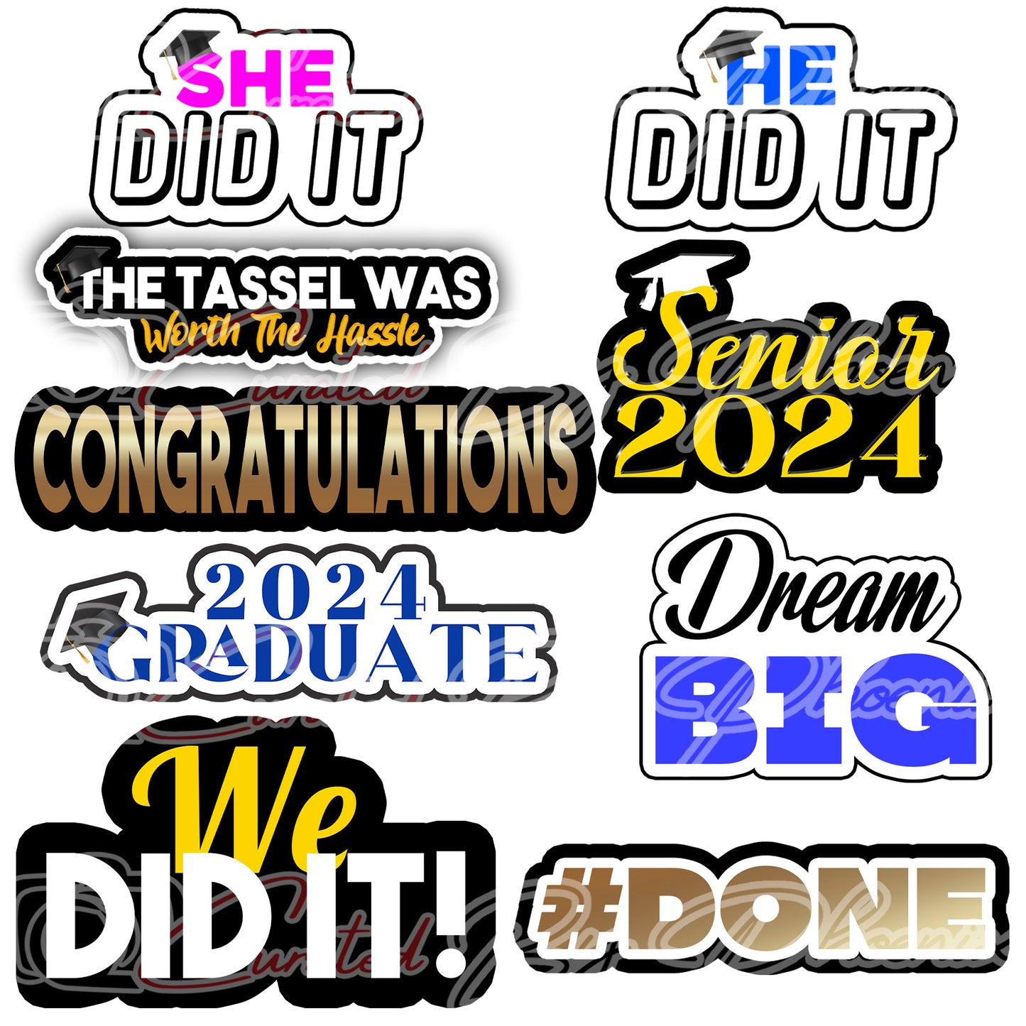 graduation photo booth props- graduation props-photo booth props-custom props- custom prop signs-props -Curated by Phoenix 