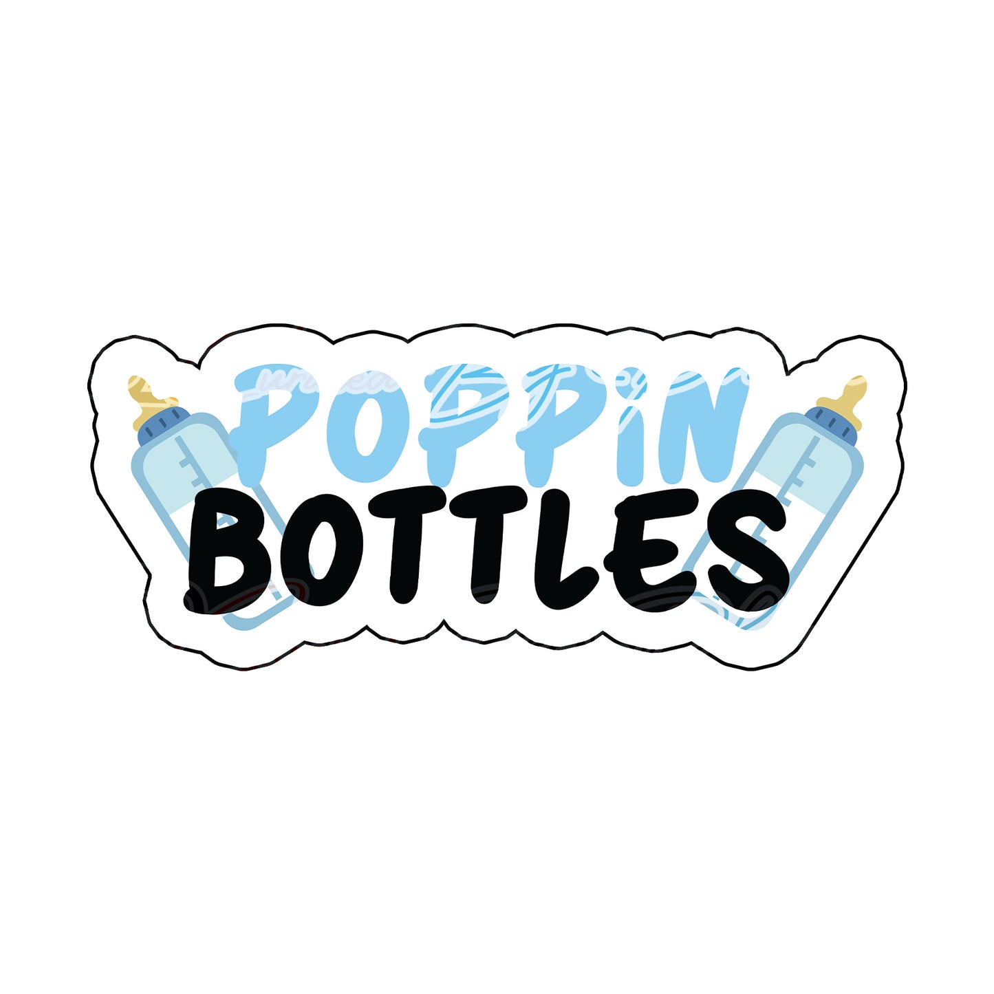 Poppin Bottles Blue prop-baby shower photo booth props- baby shower props-photo booth props-custom props- custom prop signs-props -Curated by Phoenix