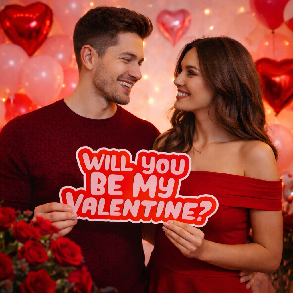 will you be my valentine photobooth prop 