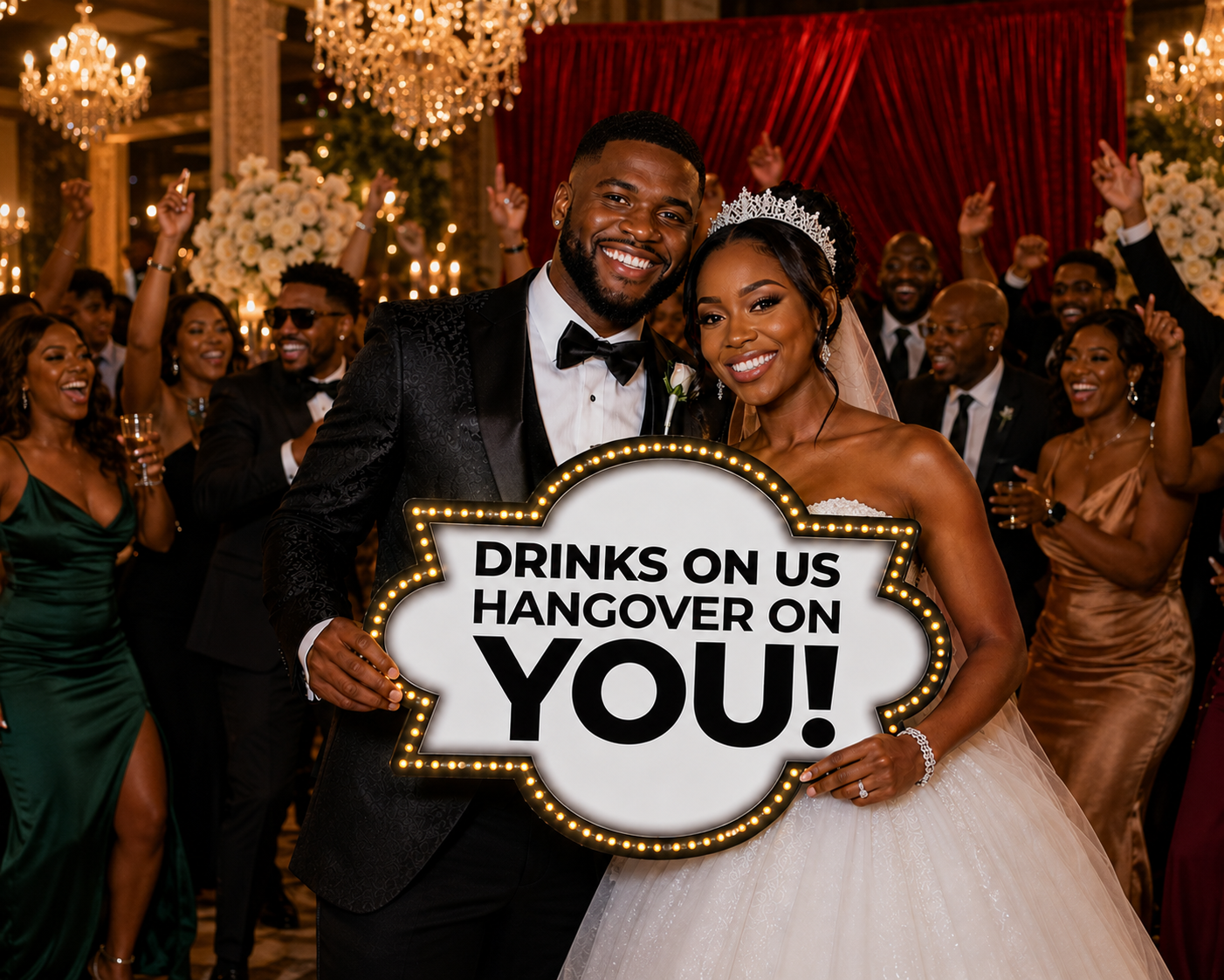 Drinks On Us Hangover on You Wedding Marquee Sign