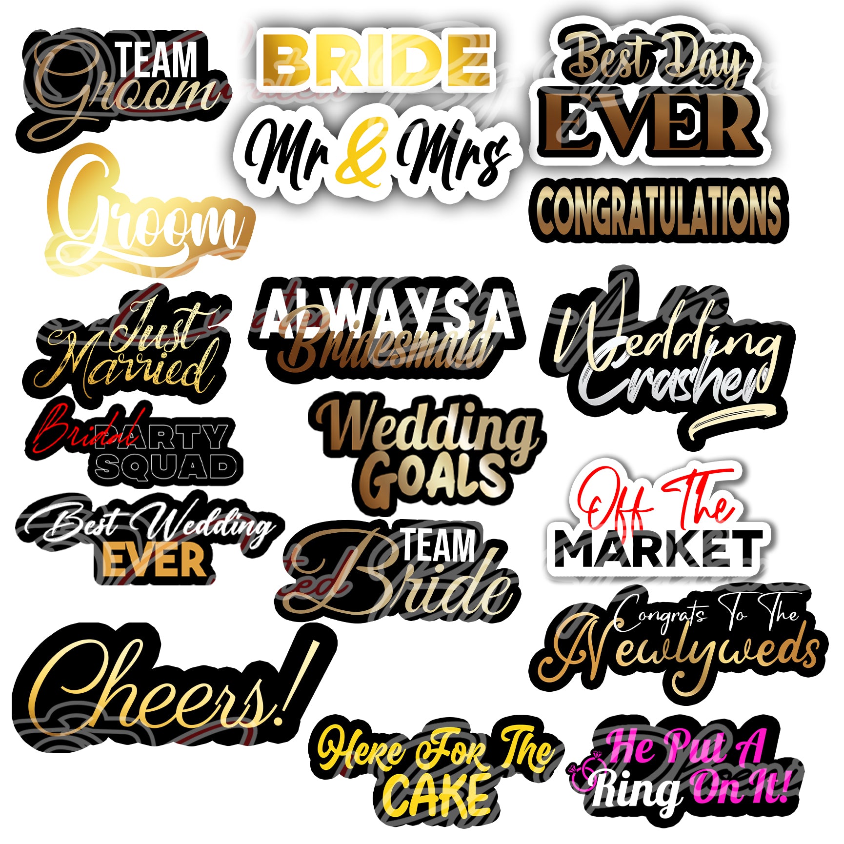 wedding photo booth props- wedding props-photo booth props-custom wedding props- custom prop signs-props -Curated by Phoenix 