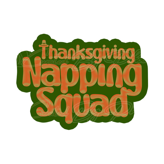 Thanksgiving Napping Squad photo booth prop held at a party